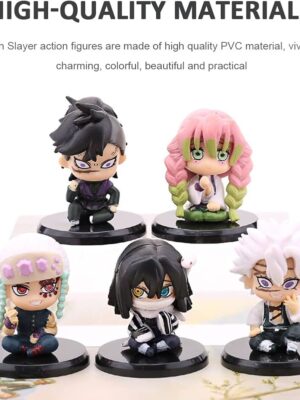 Demon Slayer Chibi Set of 5 Sitting Figures Model B | 6 cm | Anime Collectibles