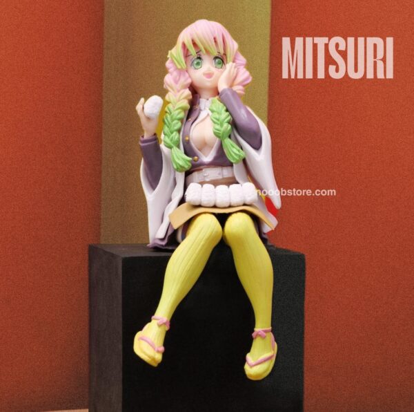 Demon Slayer Figure Mitsuri Kanroji Eating Rice Balls Anime Sitting Pose Character Action Figure | 15 CMS